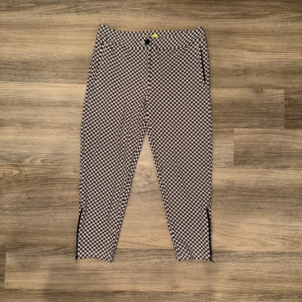 Betabrand Catstooth Cat Print Dress Pant Yoga Pants L Petite‎ Ankle Zip